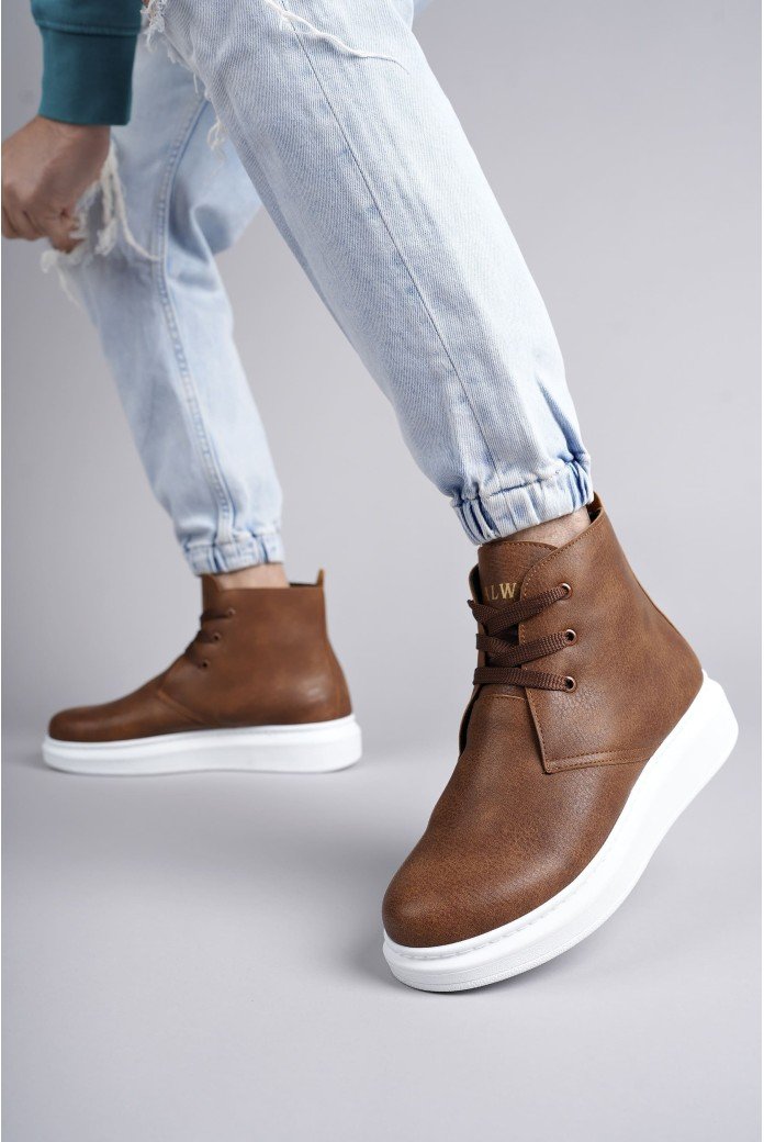 SLW207 Oslo Erkek Spor Günlük Bağcıklı Cilt Bot CBT - Taba