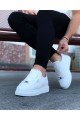 WG01 Erkek Günlük Bağcıklı Delikli Desen Cilt Spor Sneaker Ayakkabı CBT - Beyaz – Wagoon Erkek Ayakkabı