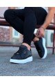 WG01 Erkek Günlük Bağcıklı Delikli Desen Cilt Spor Sneaker Ayakkabı CBT - Siyah – Wagoon Erkek Ayakkabı