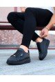 WG01 Erkek Günlük Bağcıklı Delikli Desen Cilt Spor Sneaker Ayakkabı CST - Siyah Erkek Ayakkabı WG01 Erkek Günlük Bağcıklı Delikli Desen Cilt Spor Sneaker Ayakkabı CST - Siyah – Wagoon Erkek Ayakkabı
