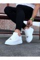 WG01 Erkek Günlük Bağcıklı Düz Desen Cilt Spor Sneaker Ayakkabı CBT - Beyaz – Wagoon Erkek Ayakkabı