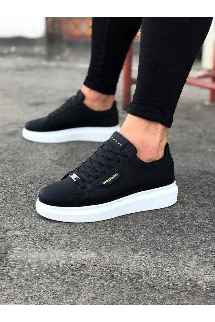 WG01 Erkek Günlük Bağcıklı Düz Desen Cilt Spor Sneaker Ayakkabı CBT - Siyah WG01 Erkek Günlük Bağcıklı Düz Desen Cilt Spor Sneaker Ayakkabı CBT - Siyah