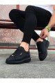 WG01 Erkek Günlük Bağcıklı Düz Desen Cilt Spor Sneaker Ayakkabı CST - Siyah – Wagoon Erkek Ayakkabı