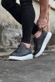 WG010 Erkek Günlük Fermuarlı Cilt Spor Sneaker Ayakkabı CBT - Gri – Wagoon Erkek Ayakkabı