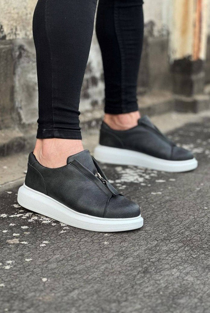 WG010 Erkek Günlük Fermuarlı Cilt Spor Sneaker Ayakkabı CBT - Gri WG010 Erkek Günlük Fermuarlı Cilt Spor Sneaker Ayakkabı CBT - Gri