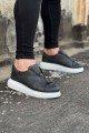 WG010 Erkek Günlük Fermuarlı Cilt Spor Sneaker Ayakkabı CBT - Gri