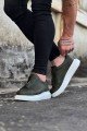 WG010 Erkek Günlük Fermuarlı Cilt Spor Sneaker Ayakkabı CBT - Haki – Wagoon Erkek Ayakkabı
