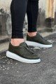 WG010 Erkek Günlük Fermuarlı Cilt Spor Sneaker Ayakkabı CBT - Haki