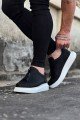 WG010 Erkek Günlük Fermuarlı Cilt Spor Sneaker Ayakkabı CBT - Siyah – Wagoon Erkek Ayakkabı