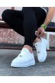 WG011 Erkek Günlük Bağcıklı Cilt Spor Sneaker Ayakkabı CBT - Beyaz – Wagoon Erkek Ayakkabı