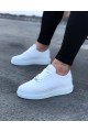 WG011 Erkek Günlük Bağcıklı Cilt Spor Sneaker Ayakkabı CBT - Beyaz