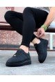 WG011 Erkek Günlük Bağcıklı Cilt Spor Sneaker Ayakkabı CST - Siyah – Wagoon Erkek Ayakkabı