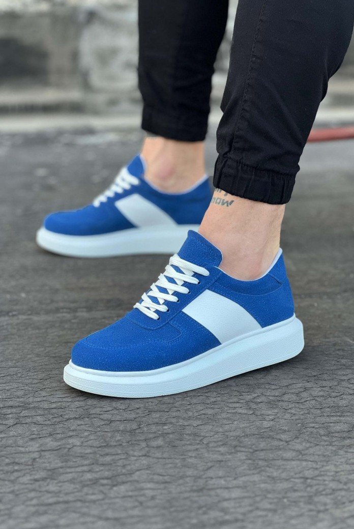 WG011 Erkek Günlük Bağcıklı Süet Spor Sneaker Ayakkabı SBT - Mavi/Beyaz WG011 Erkek Günlük Bağcıklı Süet Spor Sneaker Ayakkabı SBT - Mavi/Beyaz