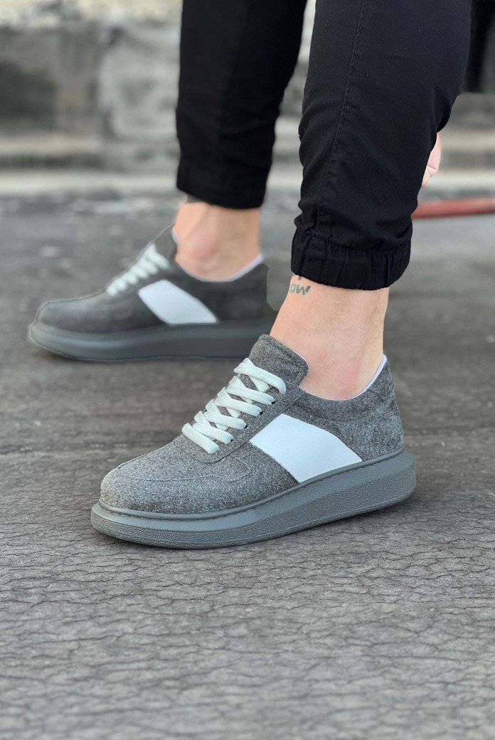 WG011 Erkek Günlük Bağcıklı Süet Spor Sneaker Ayakkabı SGT - Gri/Beyaz WG011 Erkek Günlük Bağcıklı Süet Spor Sneaker Ayakkabı SGT - Gri/Beyaz