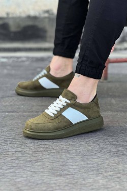 WG011 Erkek Günlük Bağcıklı Süet Spor Sneaker Ayakkabı SHT - Haki/Beyaz WG011 Erkek Günlük Bağcıklı Süet Spor Sneaker Ayakkabı SHT - Haki/Beyaz