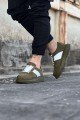 WG011 Erkek Günlük Bağcıklı Süet Spor Sneaker Ayakkabı SHT - Haki/Beyaz – Wagoon Erkek Ayakkabı