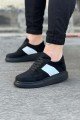 WG011 Erkek Günlük Bağcıklı Süet Spor Sneaker Ayakkabı SST - Siyah/Beyaz