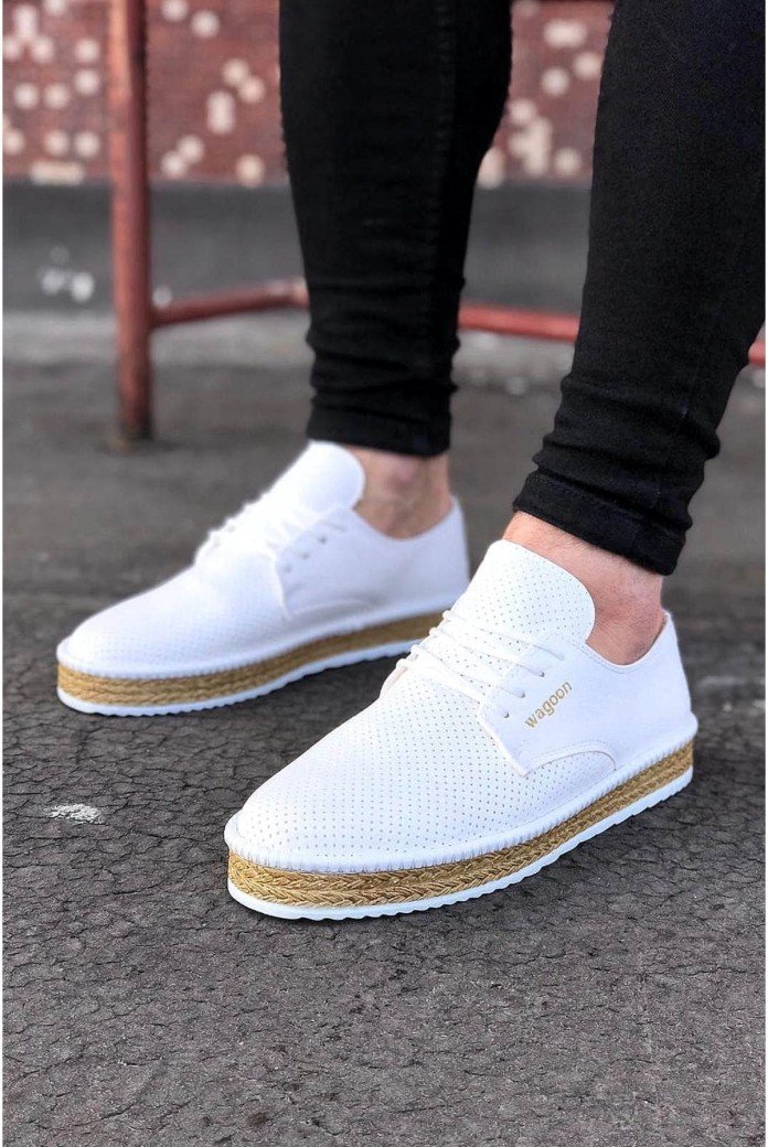 WG013 Erkek Günlük Bağcıklı Hasır Taban Cilt Klasik Ayakkabı CHT - Beyaz WG013 Erkek Günlük Bağcıklı Hasır Taban Cilt Klasik Ayakkabı CHT - Beyaz