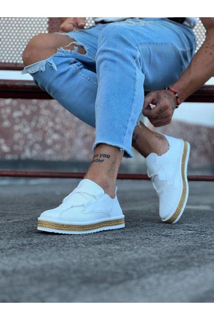 WG015 Erkek Günlük Bağcıklı Hasır Taban Cilt Klasik Ayakkabı CHT - Beyaz WG015 Erkek Günlük Bağcıklı Hasır Taban Cilt Klasik Ayakkabı CHT - Beyaz