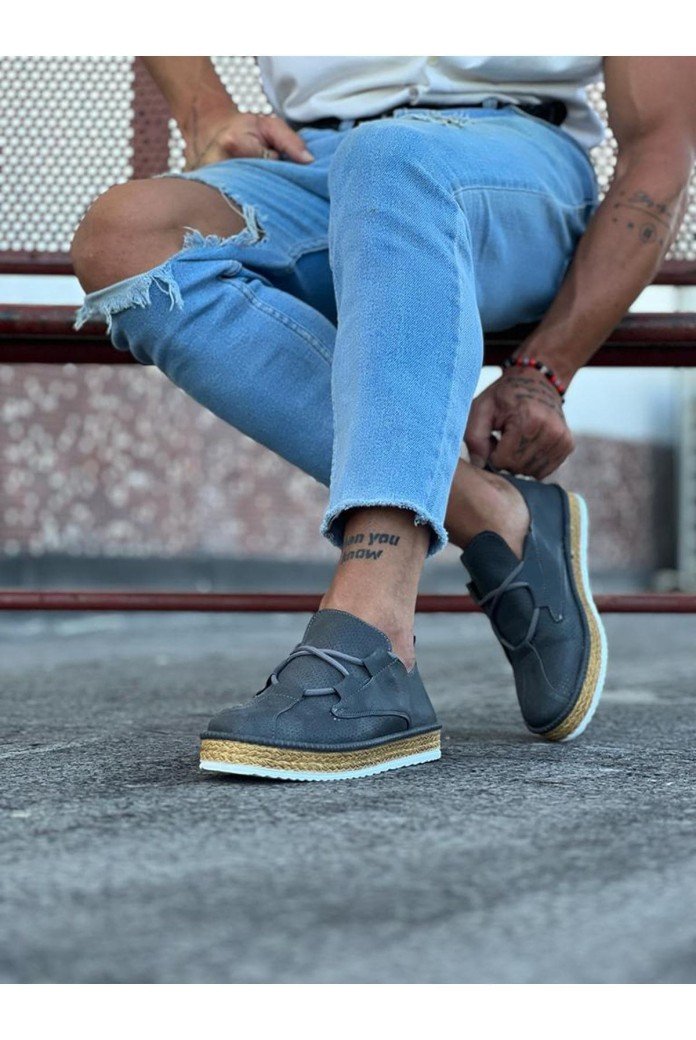WG015 Erkek Günlük Bağcıklı Hasır Taban Cilt Klasik Ayakkabı CHT - Gri WG015 Erkek Günlük Bağcıklı Hasır Taban Cilt Klasik Ayakkabı CHT - Gri