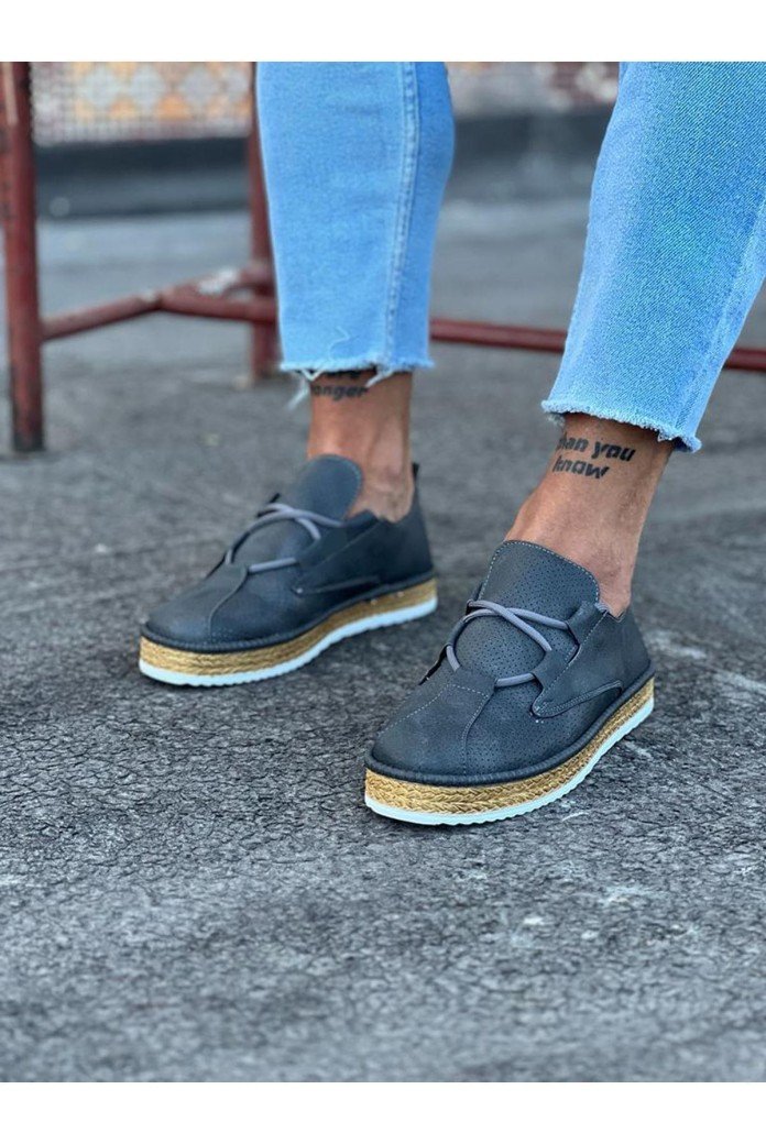 WG015 Erkek Günlük Bağcıklı Hasır Taban Cilt Klasik Ayakkabı CHT - Gri WG015 Erkek Günlük Bağcıklı Hasır Taban Cilt Klasik Ayakkabı CHT - Gri