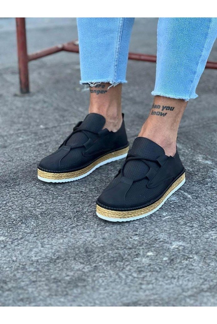 WG015 Erkek Günlük Bağcıklı Hasır Taban Cilt Klasik Ayakkabı CHT - Siyah WG015 Erkek Günlük Bağcıklı Hasır Taban Cilt Klasik Ayakkabı CHT - Siyah