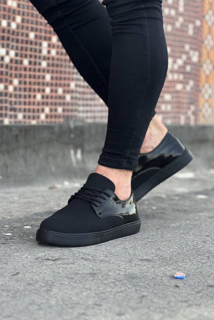 WG016 Erkek Günlük Bağcıklı Triko Rugan Klasik Ayakkabı TRST - Siyah WG016 Erkek Günlük Bağcıklı Triko Rugan Klasik Ayakkabı TRST - Siyah