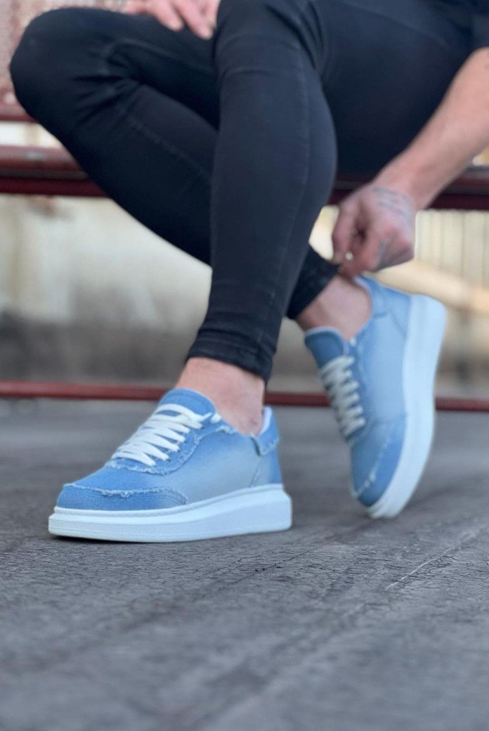 WG018 Erkek Günlük Bağcıklı Kot Kumaş Spor Sneaker Ayakkabı TBT - Açık Mavi WG018 Erkek Günlük Bağcıklı Kot Kumaş Spor Sneaker Ayakkabı TBT - Açık Mavi