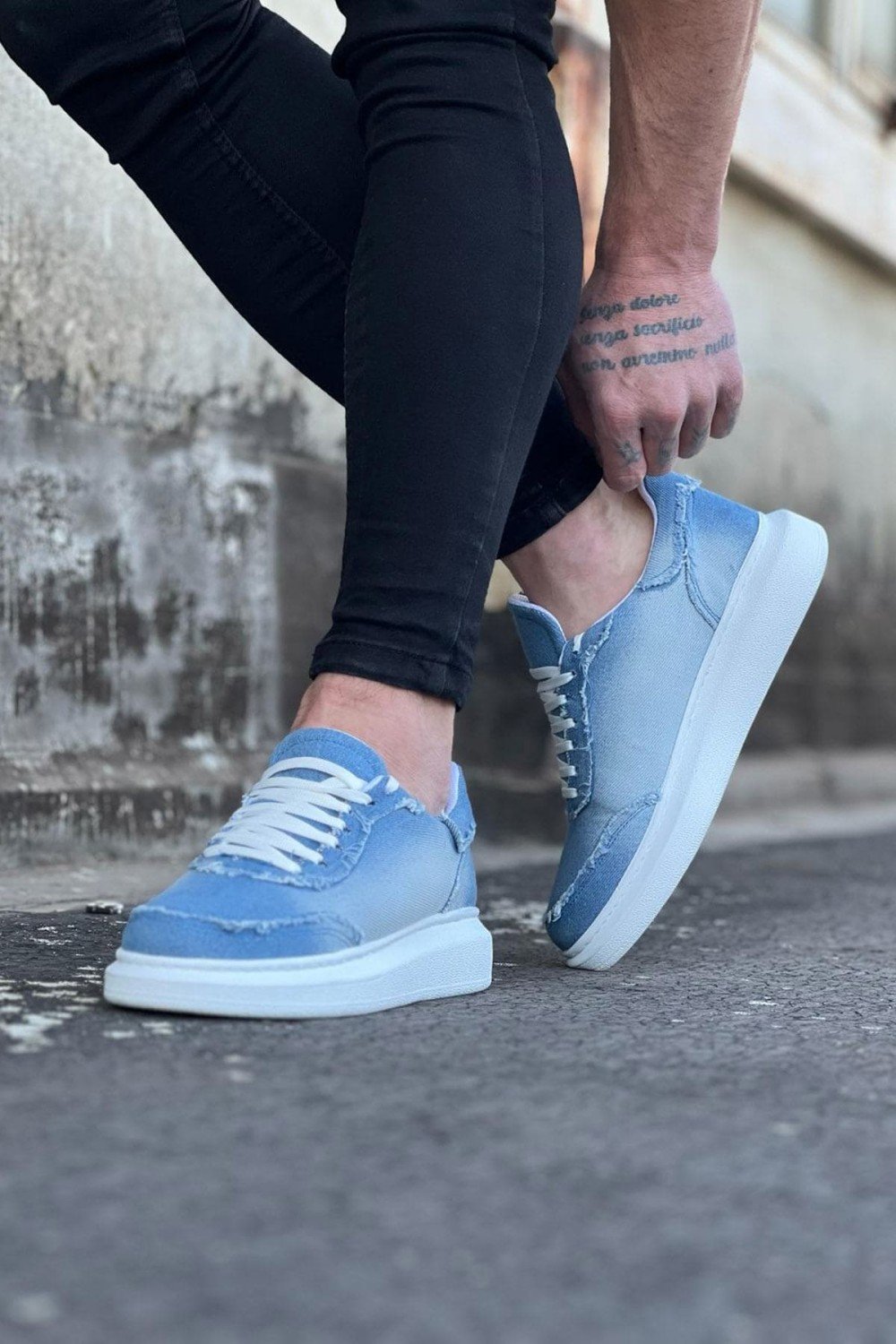 WG018 Erkek Günlük Bağcıklı Kot Kumaş Spor Sneaker Ayakkabı TBT - Açık Mavi Erkek Ayakkabı WG018 Erkek Günlük Bağcıklı Kot Kumaş Spor Sneaker Ayakkabı TBT - Açık Mavi – Wagoon Erkek Ayakkabı