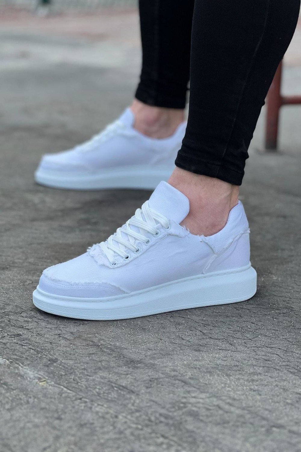 WG018 Erkek Günlük Bağcıklı Kot Kumaş Spor Sneaker Ayakkabı TBT - Beyaz Erkek Ayakkabı WG018 Erkek Günlük Bağcıklı Kot Kumaş Spor Sneaker Ayakkabı TBT - Beyaz – Wagoon Erkek Ayakkabı
