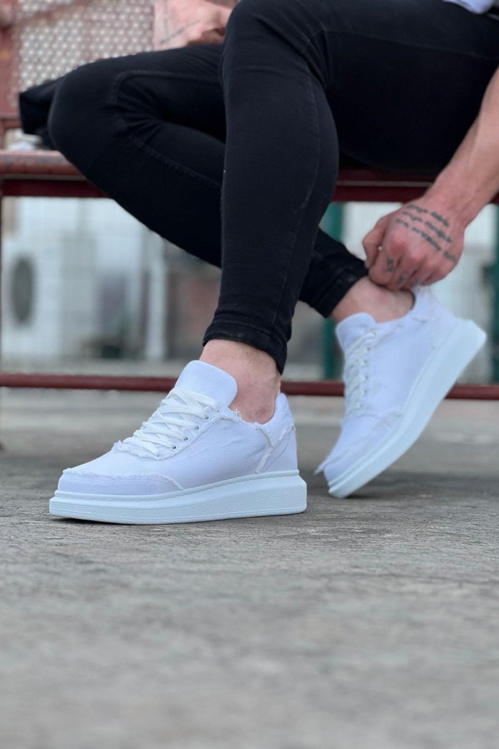 WG018 Erkek Günlük Bağcıklı Kot Kumaş Spor Sneaker Ayakkabı TBT - Beyaz Erkek Ayakkabı WG018 Erkek Günlük Bağcıklı Kot Kumaş Spor Sneaker Ayakkabı TBT - Beyaz – Wagoon Erkek Ayakkabı