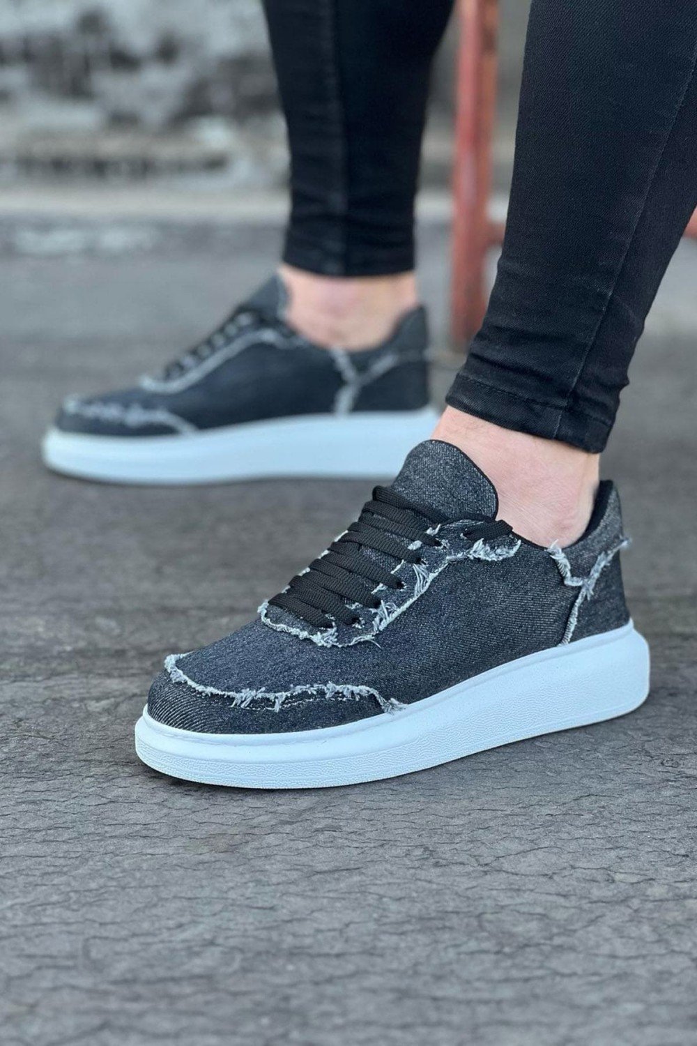 WG018 Erkek Günlük Bağcıklı Kot Kumaş Spor Sneaker Ayakkabı TBT - Gri Erkek Ayakkabı WG018 Erkek Günlük Bağcıklı Kot Kumaş Spor Sneaker Ayakkabı TBT - Gri – Wagoon Erkek Ayakkabı