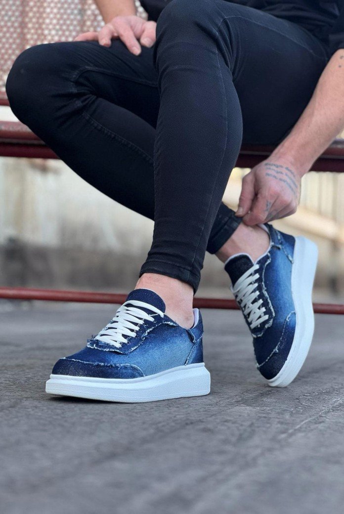 WG018 Erkek Günlük Bağcıklı Kot Kumaş Spor Sneaker Ayakkabı TBT - Koyu Mavi WG018 Erkek Günlük Bağcıklı Kot Kumaş Spor Sneaker Ayakkabı TBT - Koyu Mavi
