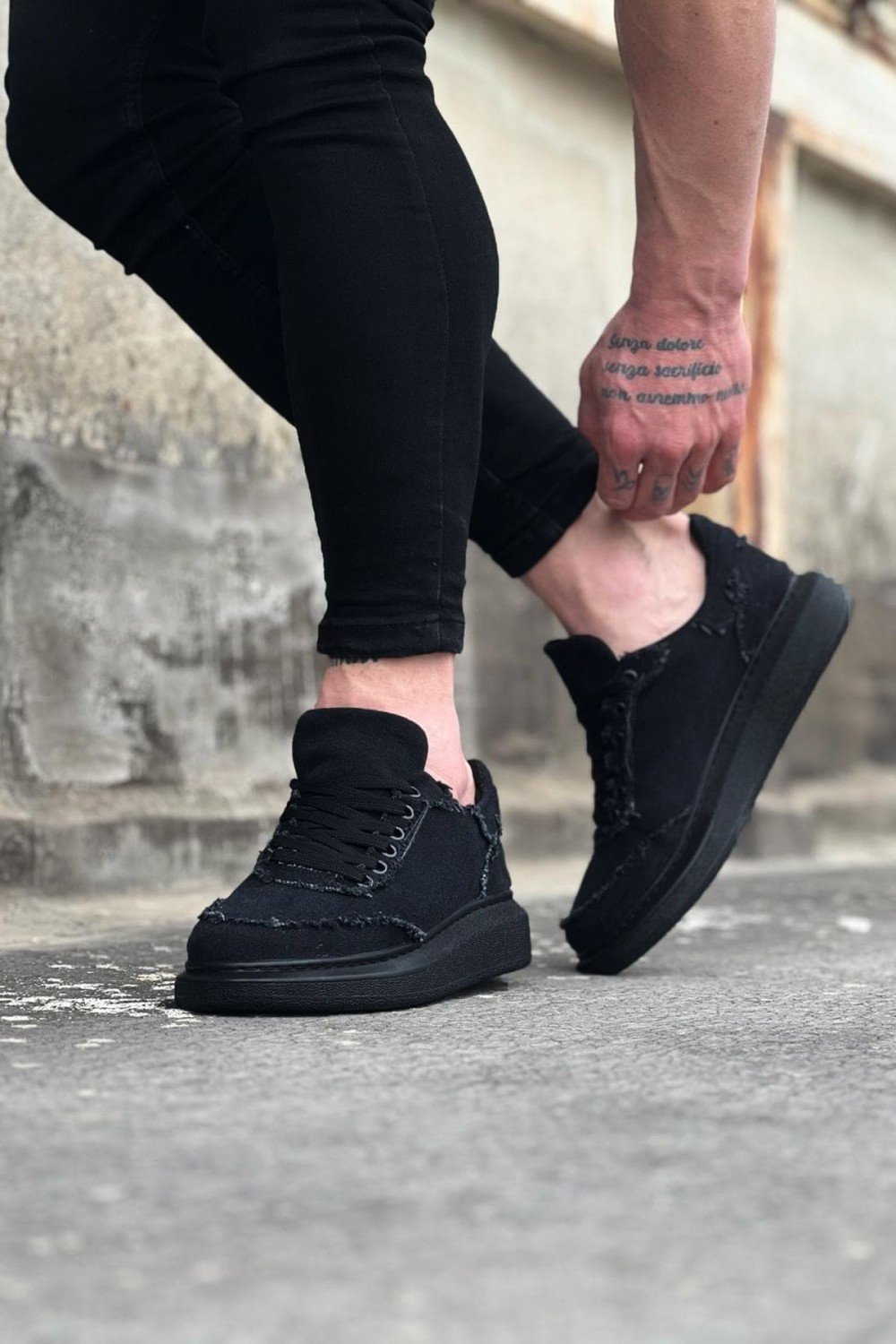 WG018 Erkek Günlük Bağcıklı Kot Kumaş Spor Sneaker Ayakkabı TST - Siyah Erkek Ayakkabı WG018 Erkek Günlük Bağcıklı Kot Kumaş Spor Sneaker Ayakkabı TST - Siyah – Wagoon Erkek Ayakkabı