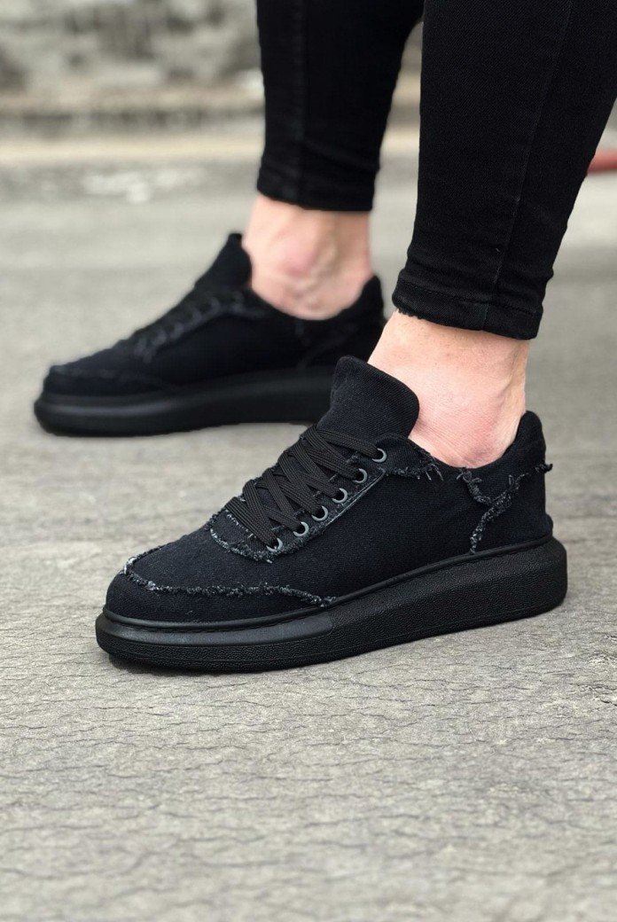 WG018 Erkek Günlük Bağcıklı Kot Kumaş Spor Sneaker Ayakkabı TST - Siyah WG018 Erkek Günlük Bağcıklı Kot Kumaş Spor Sneaker Ayakkabı TST - Siyah