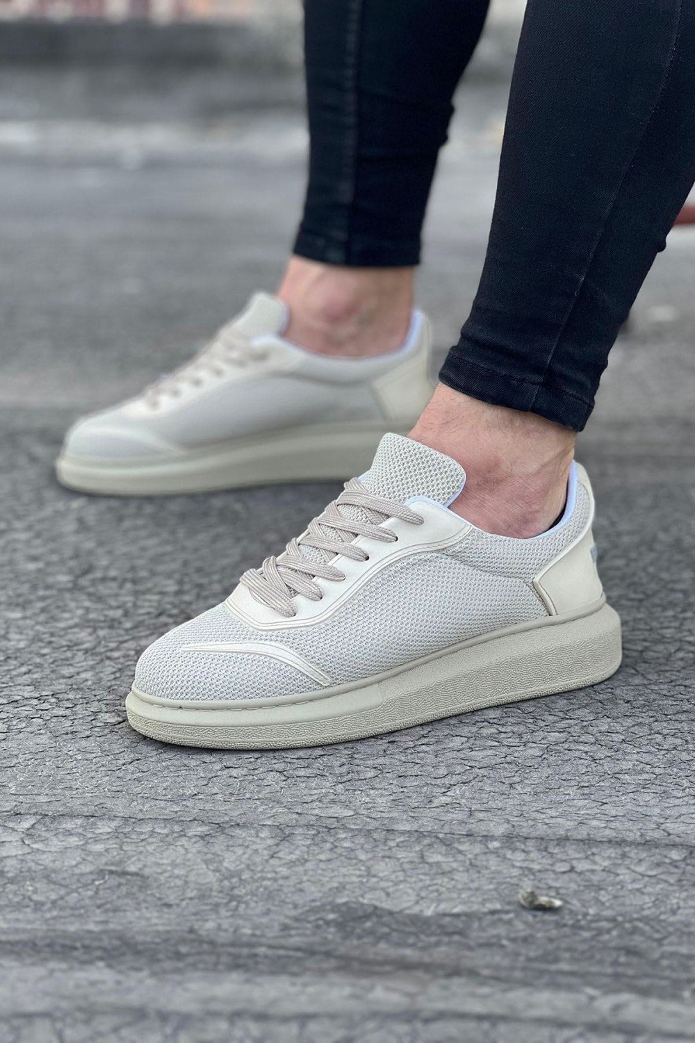 WG019 Erkek Günlük Bağcıklı Triko Cilt Spor Sneaker Ayakkabı TCBT - Bej Erkek Ayakkabı WG019 Erkek Günlük Bağcıklı Triko Cilt Spor Sneaker Ayakkabı TCBT - Bej – Wagoon Erkek Ayakkabı