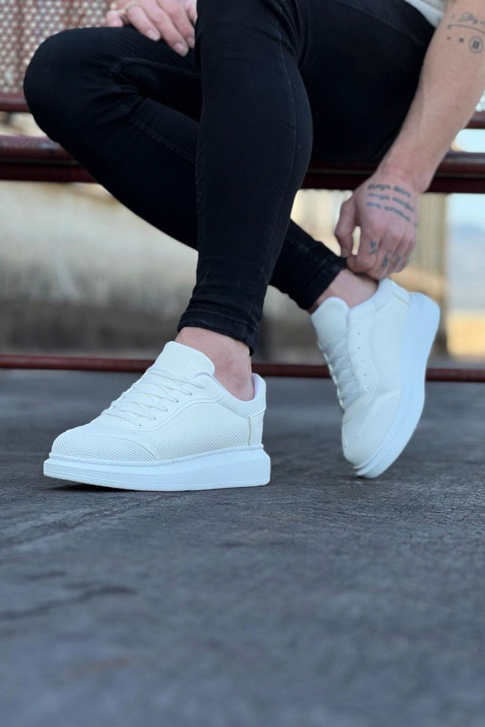 WG019 Erkek Günlük Bağcıklı Triko Cilt Spor Sneaker Ayakkabı TCBT - Beyaz Erkek Ayakkabı WG019 Erkek Günlük Bağcıklı Triko Cilt Spor Sneaker Ayakkabı TCBT - Beyaz – Wagoon Erkek Ayakkabı