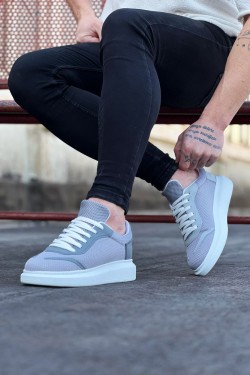 WG019 Erkek Günlük Bağcıklı Triko Cilt Spor Sneaker Ayakkabı TCBT - Gri WG019 Erkek Günlük Bağcıklı Triko Cilt Spor Sneaker Ayakkabı TCBT - Gri