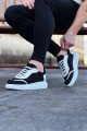 WG019 Erkek Günlük Bağcıklı Triko Cilt Spor Sneaker Ayakkabı TCBT - Siyah/Beyaz Erkek Ayakkabı WG019 Erkek Günlük Bağcıklı Triko Cilt Spor Sneaker Ayakkabı TCBT - Siyah/Beyaz – Wagoon Erkek Ayakkabı