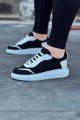 WG019 Erkek Günlük Bağcıklı Triko Cilt Spor Sneaker Ayakkabı TCBT - Siyah/Beyaz Erkek Ayakkabı WG019 Erkek Günlük Bağcıklı Triko Cilt Spor Sneaker Ayakkabı TCBT - Siyah/Beyaz – Wagoon Erkek Ayakkabı