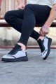 WG019 Erkek Günlük Bağcıklı Triko Cilt Spor Sneaker Ayakkabı TCST - Gri/Siyah Erkek Ayakkabı WG019 Erkek Günlük Bağcıklı Triko Cilt Spor Sneaker Ayakkabı TCST - Gri/Siyah – Wagoon Erkek Ayakkabı