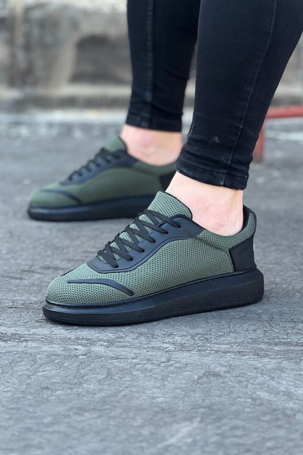 WG019 Erkek Günlük Bağcıklı Triko Cilt Spor Sneaker Ayakkabı TCST - Haki Erkek Ayakkabı WG019 Erkek Günlük Bağcıklı Triko Cilt Spor Sneaker Ayakkabı TCST - Haki – Wagoon Erkek Ayakkabı