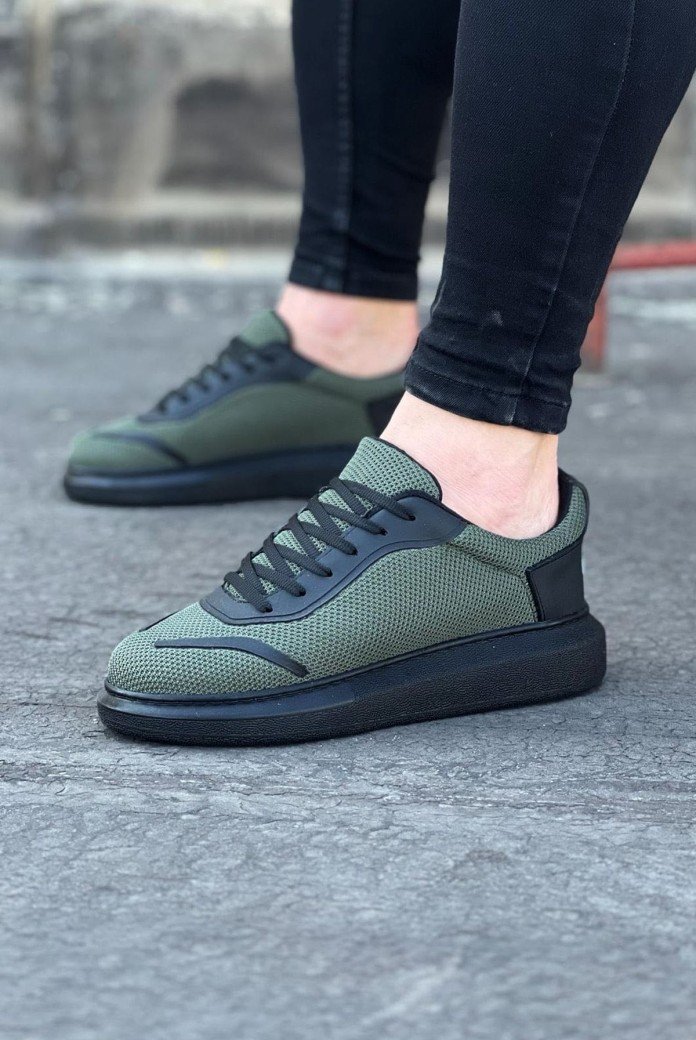 WG019 Erkek Günlük Bağcıklı Triko Cilt Spor Sneaker Ayakkabı TCST - Haki WG019 Erkek Günlük Bağcıklı Triko Cilt Spor Sneaker Ayakkabı TCST - Haki