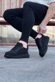 WG019 Erkek Günlük Bağcıklı Triko Cilt Spor Sneaker Ayakkabı TCST - Siyah – Wagoon Erkek Ayakkabı