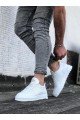 WG022 Erkek Günlük Bağcıklı Delikli Desen Cilt Spor Sneaker Ayakkabı CBT - Beyaz – Wagoon Erkek Ayakkabı