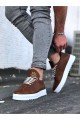 WG022 Erkek Günlük Bağcıklı Delikli Desen Cilt Spor Sneaker Ayakkabı CBT - Taba – Wagoon Erkek Ayakkabı
