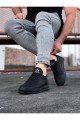 WG022 Erkek Günlük Bağcıklı Delikli Desen Cilt Spor Sneaker Ayakkabı CST - Siyah – Wagoon Erkek Ayakkabı