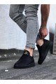 WG022 Erkek Günlük Bağcıklı Delikli Desen Cilt Spor Sneaker Ayakkabı CST - Siyah – Wagoon Erkek Ayakkabı