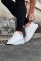 WG023 Erkek Günlük Bağcıksız Cilt Spor Sneaker Ayakkabı CBT - Beyaz – Wagoon Erkek Ayakkabı