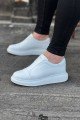 WG023 Erkek Günlük Bağcıksız Cilt Spor Sneaker Ayakkabı CBT - Beyaz